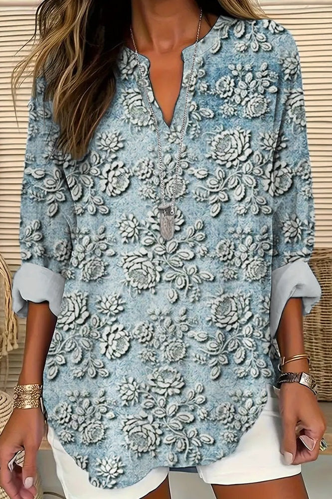 Blusa Azul Atardecer en Flor