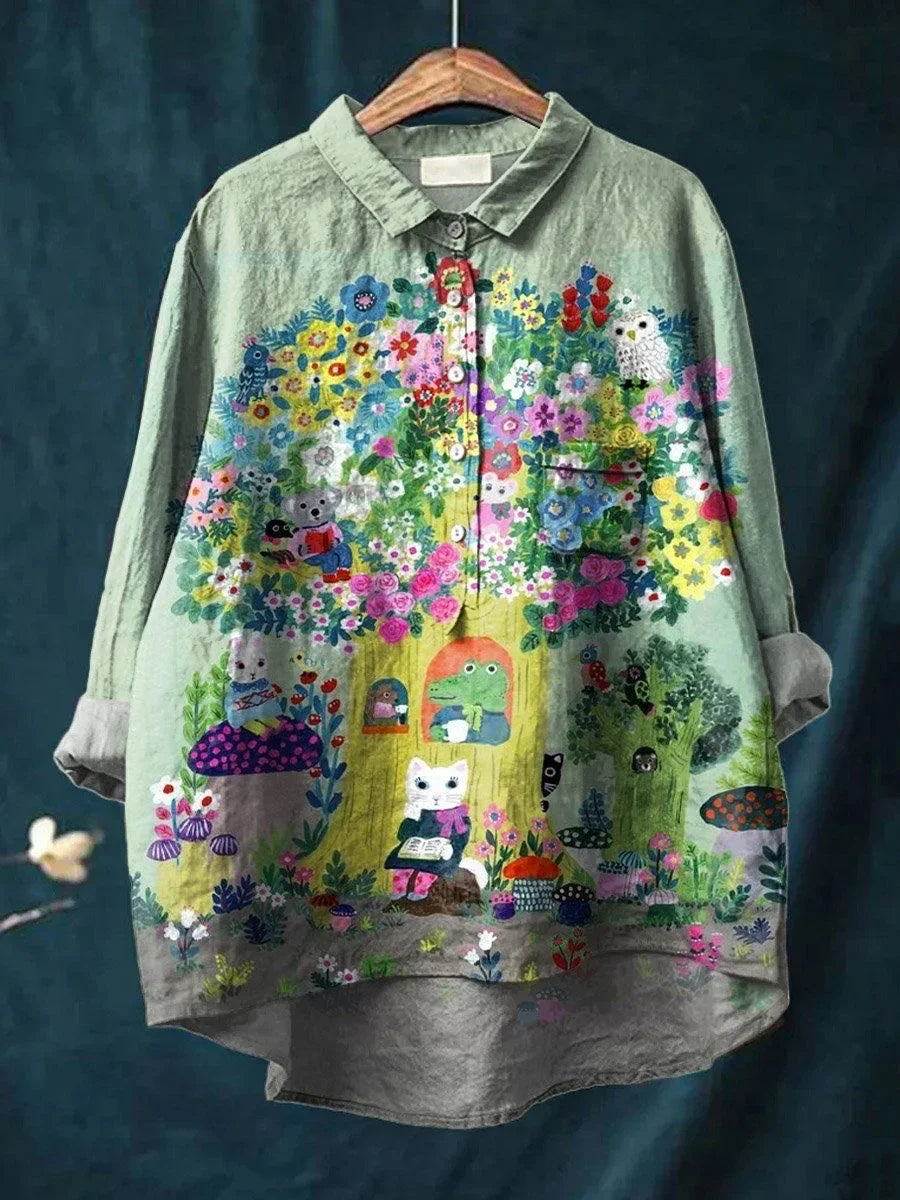 Sofía | Blusa encantadora con estampado de animales del bosque