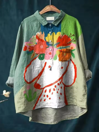 Sofía | Blusa con estampado floral y de perros