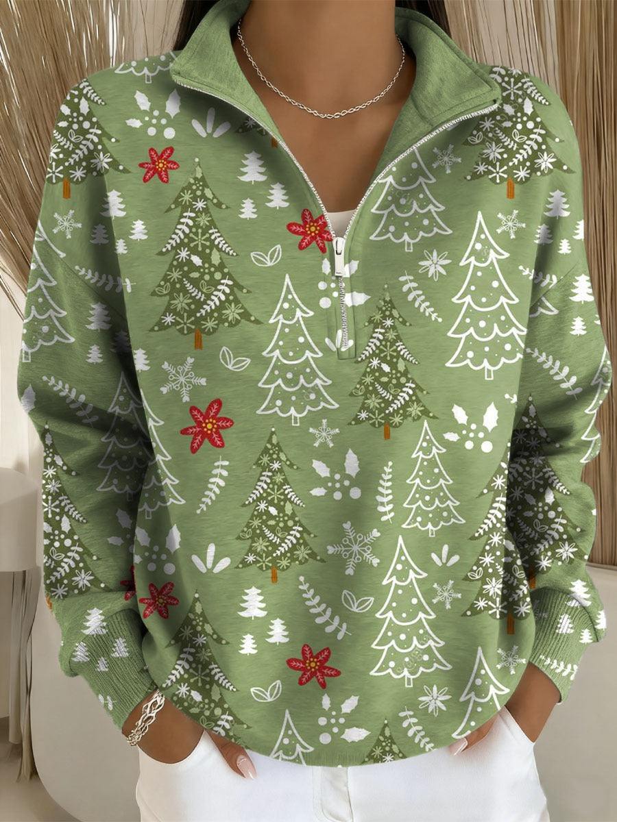 Suéter Cárdigan Navideño para Mujer con Estampado Artístico