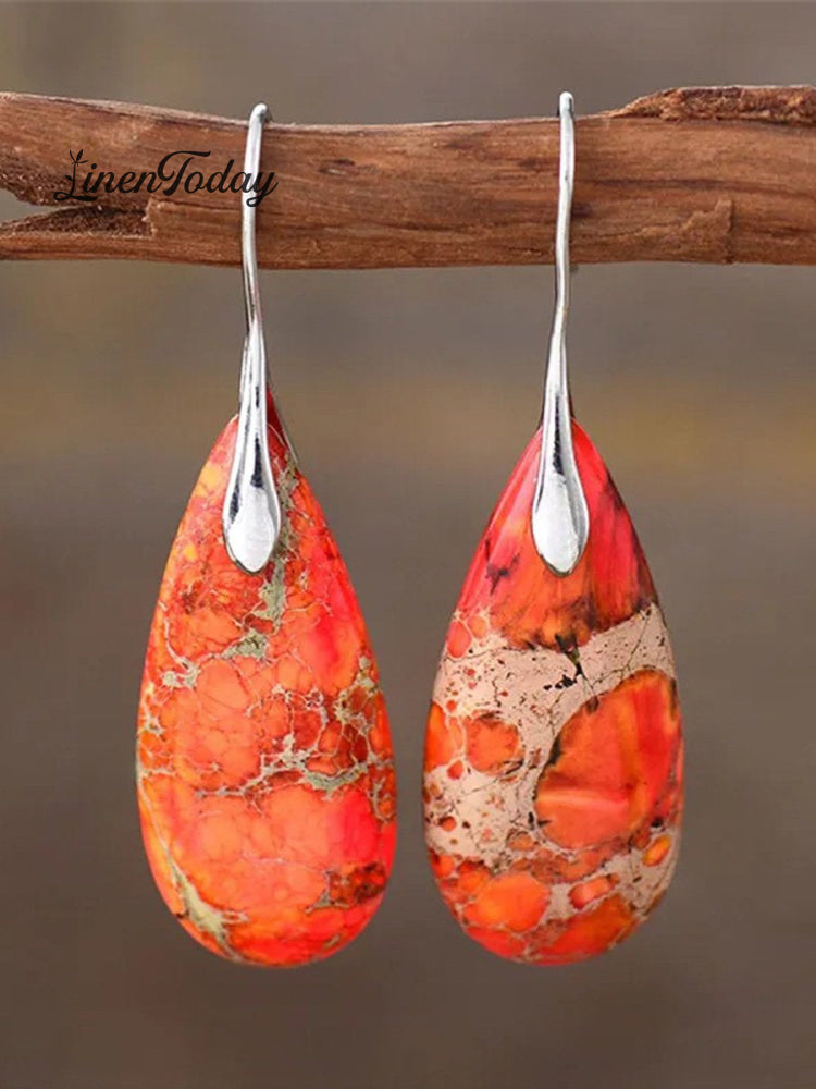 Pendientes de Mujer con Piedra Emperador en Forma de Gota Natural