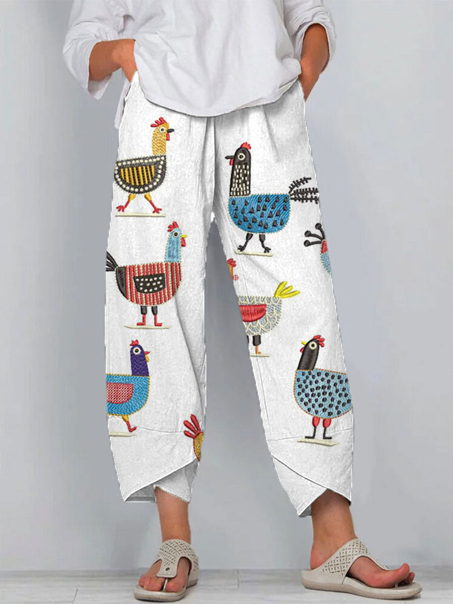 Mono Casual de Algodón con Estampado Divertido de Pollitos para Mujer