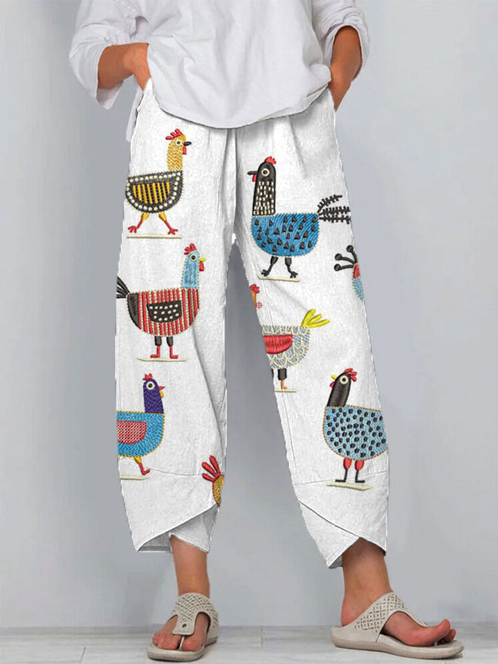 Mono Casual de Algodón con Estampado Divertido de Pollitos para Mujer