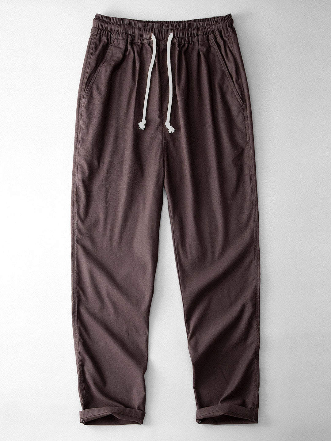 Camisa de manga larga de lino y algodón con bolsillo y pantalón de lino de pierna recta