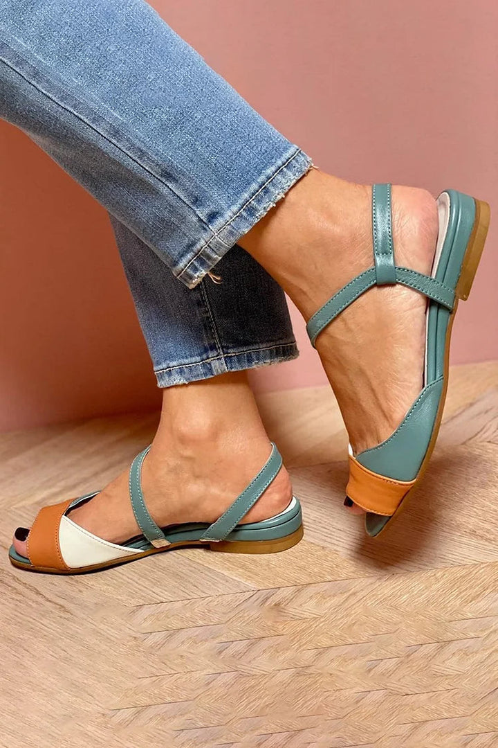 Sandalias Elegantes Tricolor con Punta Abierta GENEVA