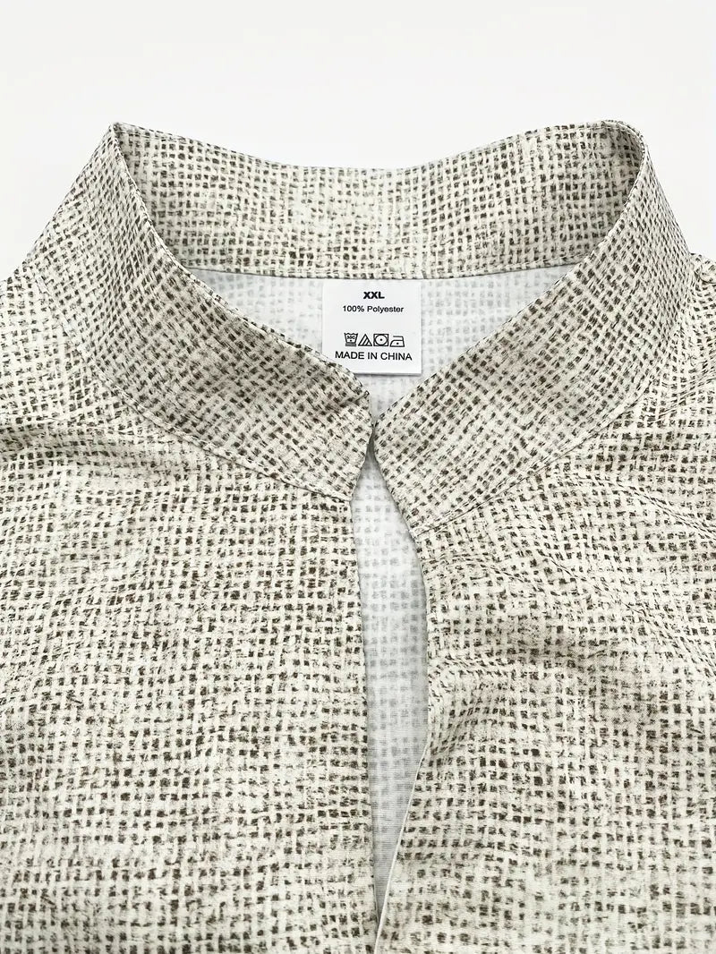 HOMBRE | CAMISA CASUAL CON CUELLO MAO Y ESTAMPADO TRIBAL TÓTEM 3D