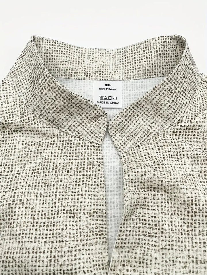 HOMBRE | CAMISA CASUAL CON CUELLO MAO Y ESTAMPADO TRIBAL TÓTEM 3D