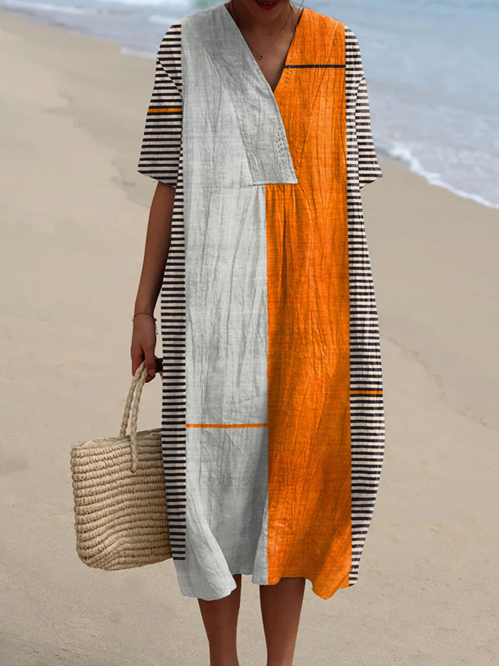 Vestido Casual Boho Vintage con Estampado de Geometría para Mujer