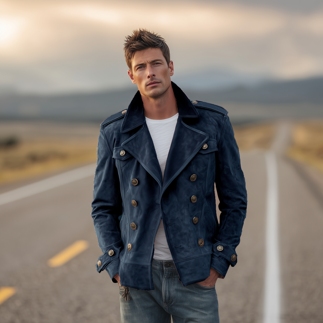 Chaqueta clásica retro de estilo occidental con solapa para hombre
