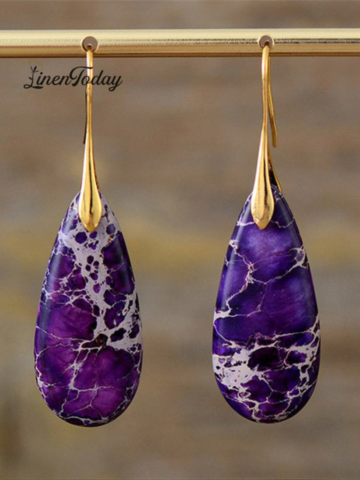 Pendientes de Mujer con Piedra Emperador en Forma de Gota Natural