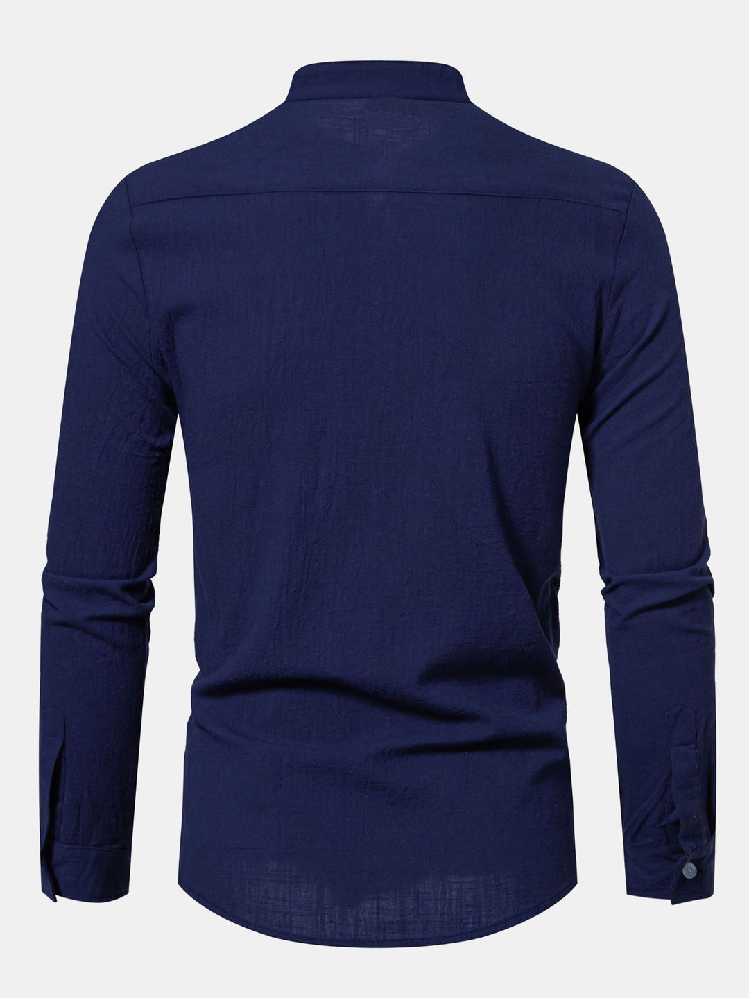 Camisa de Manga Larga con Cuello Alto de Look Lino