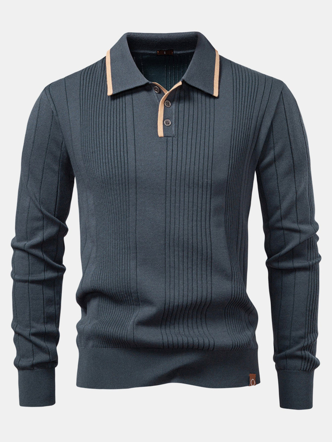 Polo de Manga Larga de Jacquard a Rayas Tejido
