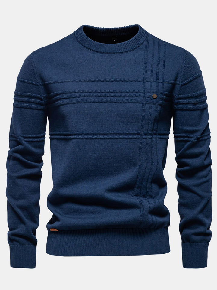 Suéter de Cuello Redondo con Jacquard a Rayas