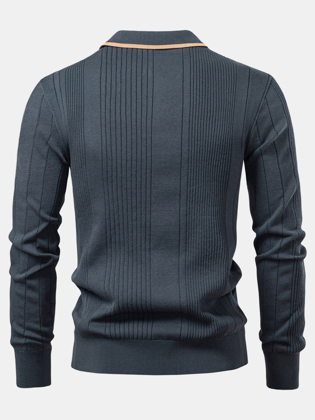 Polo de Manga Larga de Jacquard a Rayas Tejido