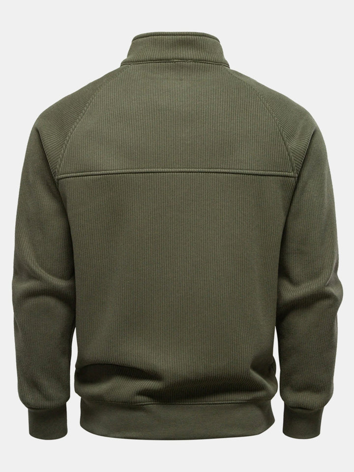 Sudadera con Cremallera a Cuarto y Mangas Raglán Acanaladas