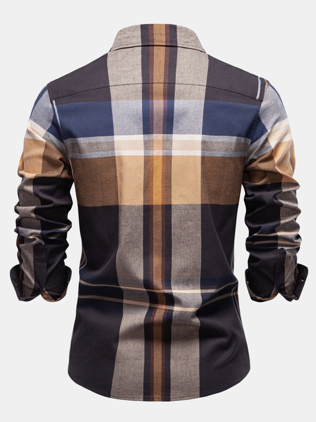 Camisa de Manga Larga de Algodón a Cuadros con Botones