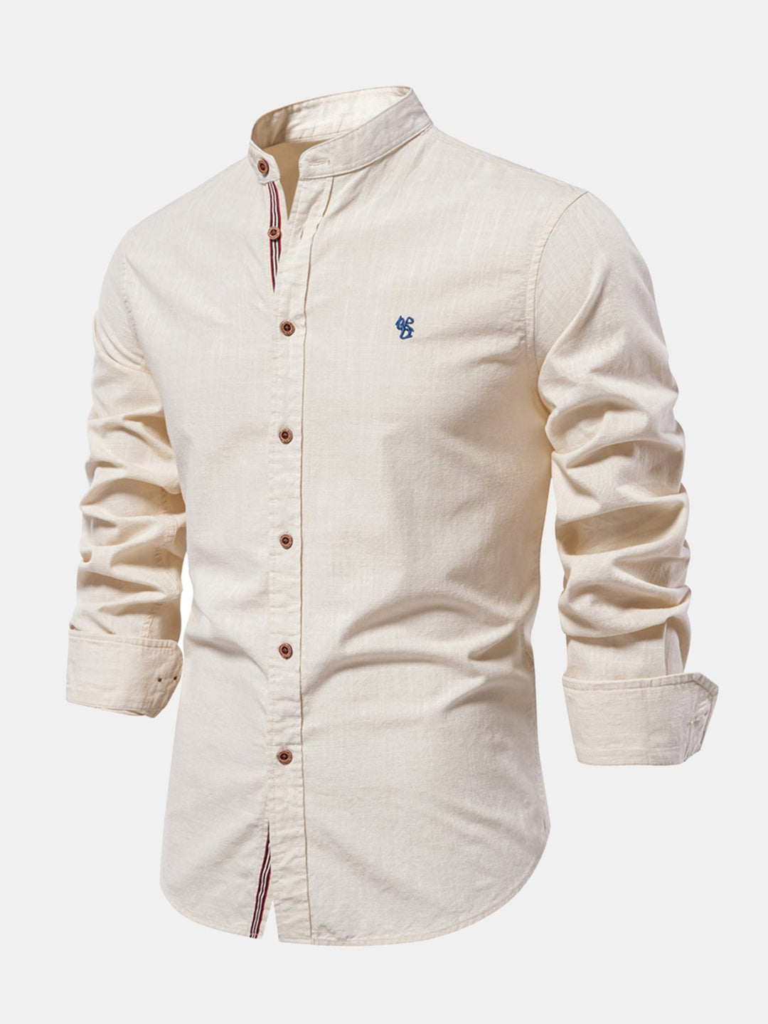 Chemise à manches longues avec col montant en look lin