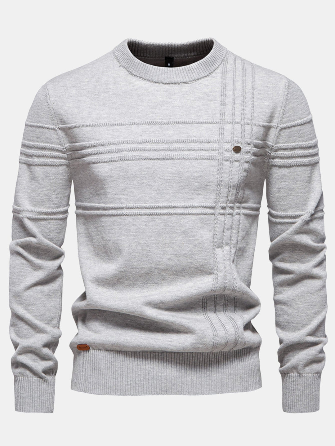 Suéter de Cuello Redondo con Jacquard a Rayas