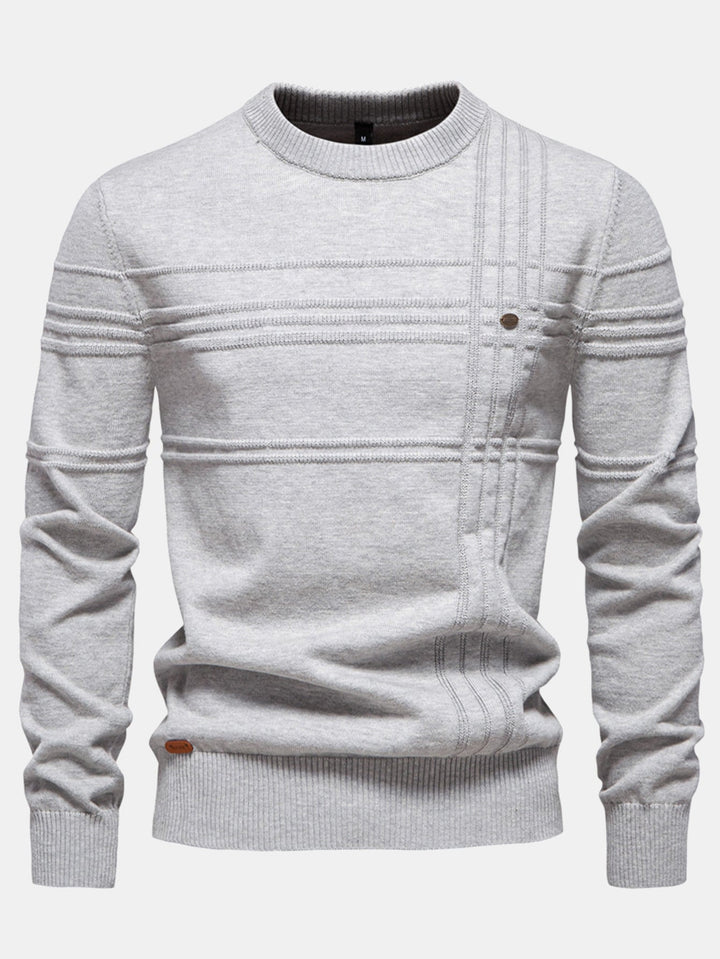 Suéter de Cuello Redondo con Jacquard a Rayas
