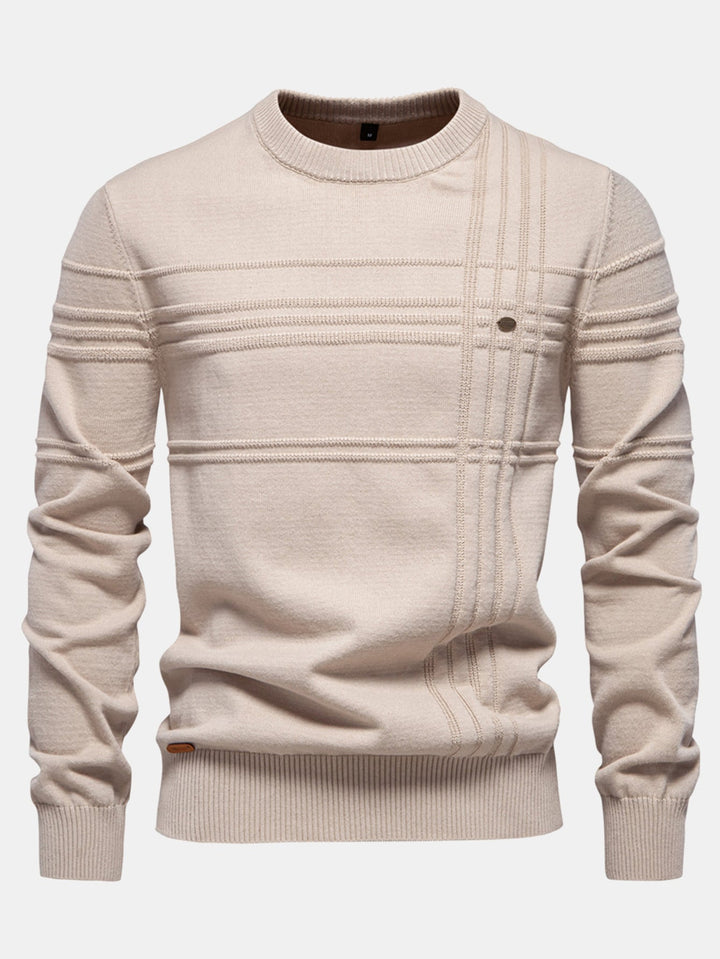 Suéter de Cuello Redondo con Jacquard a Rayas