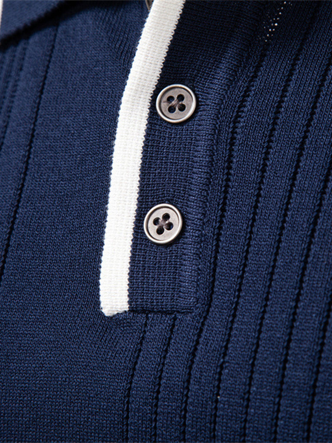 Polo de Manga Larga de Jacquard a Rayas Tejido