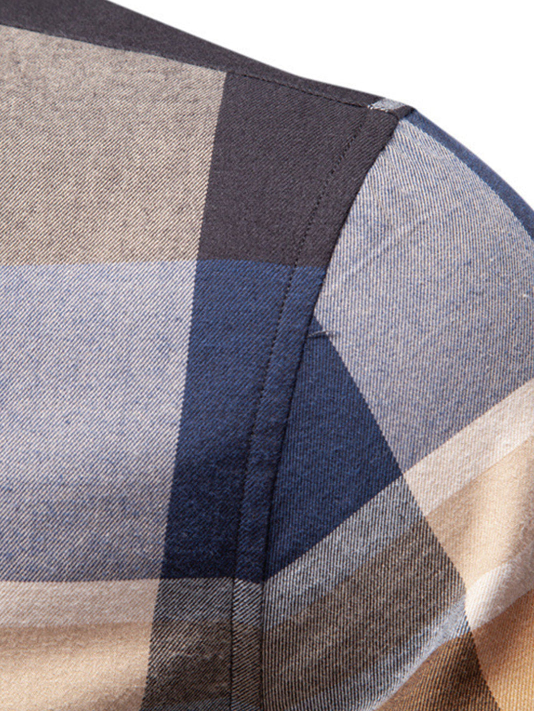 Camisa de Manga Larga de Algodón a Cuadros con Botones