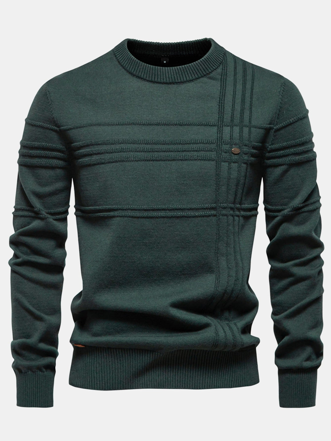 Suéter de Cuello Redondo con Jacquard a Rayas
