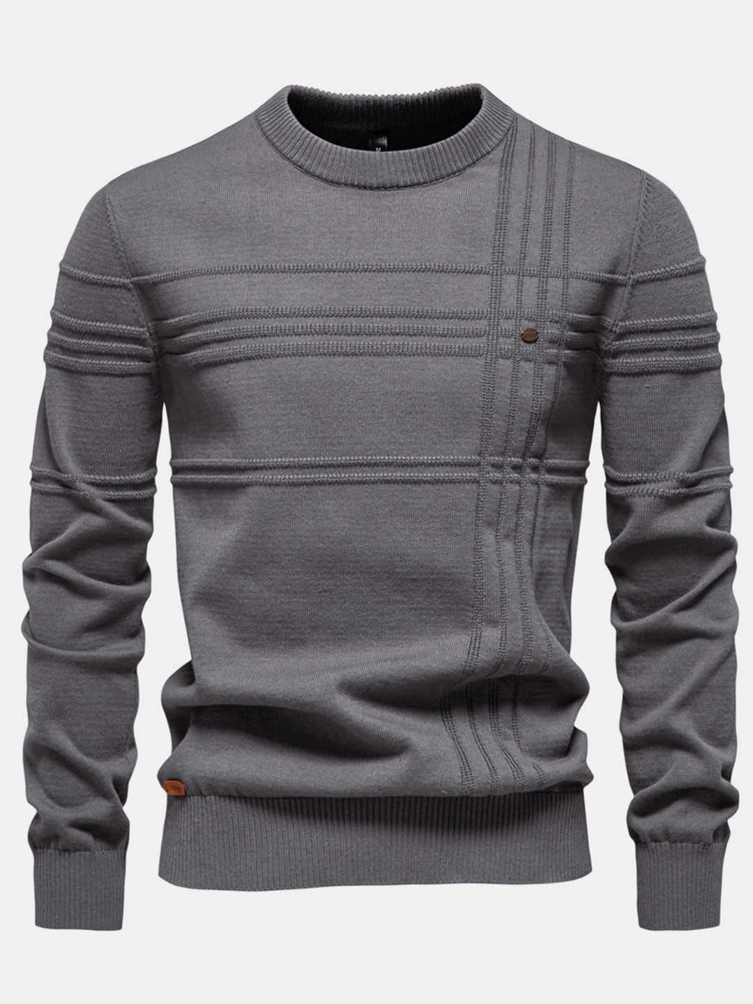 Suéter de Cuello Redondo con Jacquard a Rayas