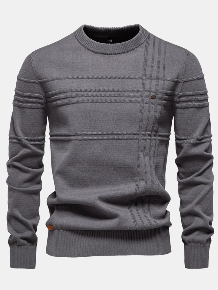 Suéter de Cuello Redondo con Jacquard a Rayas