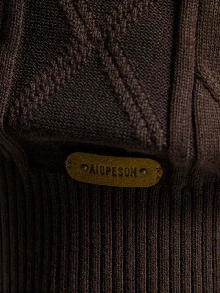 Cárdigan de Punto Jacquard Geométrico con Cuello Chal