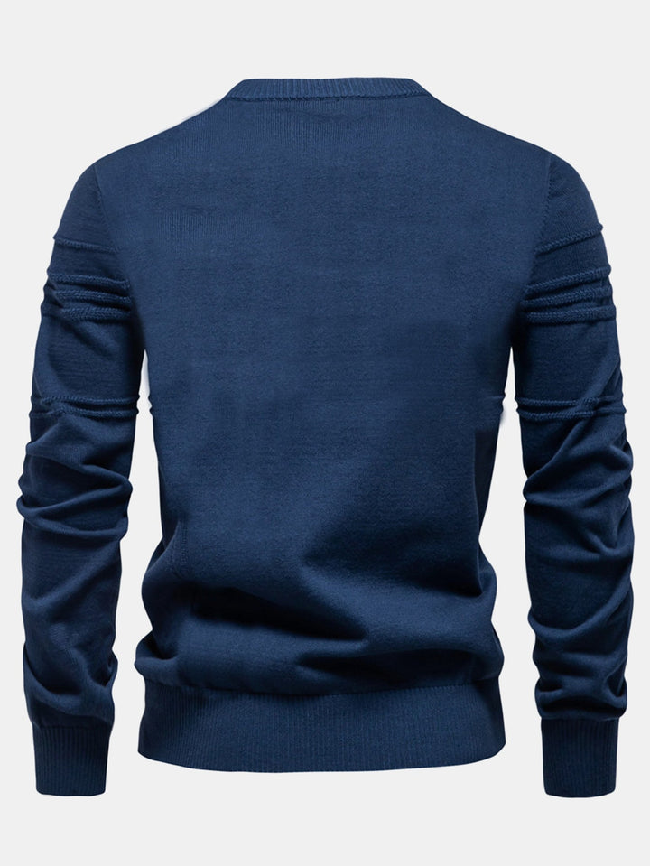 Suéter de Cuello Redondo con Jacquard a Rayas