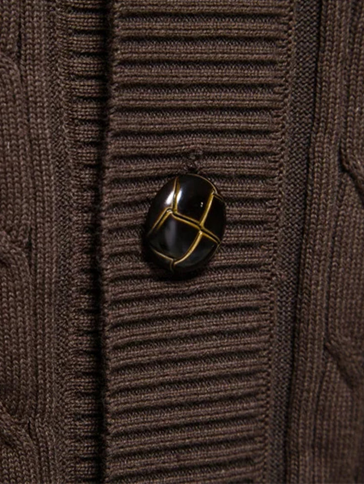 Cárdigan de Punto Jacquard Geométrico con Cuello Chal