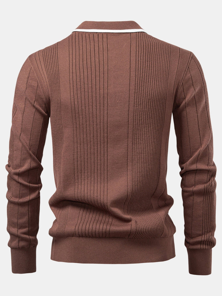 Polo de Manga Larga de Jacquard a Rayas Tejido