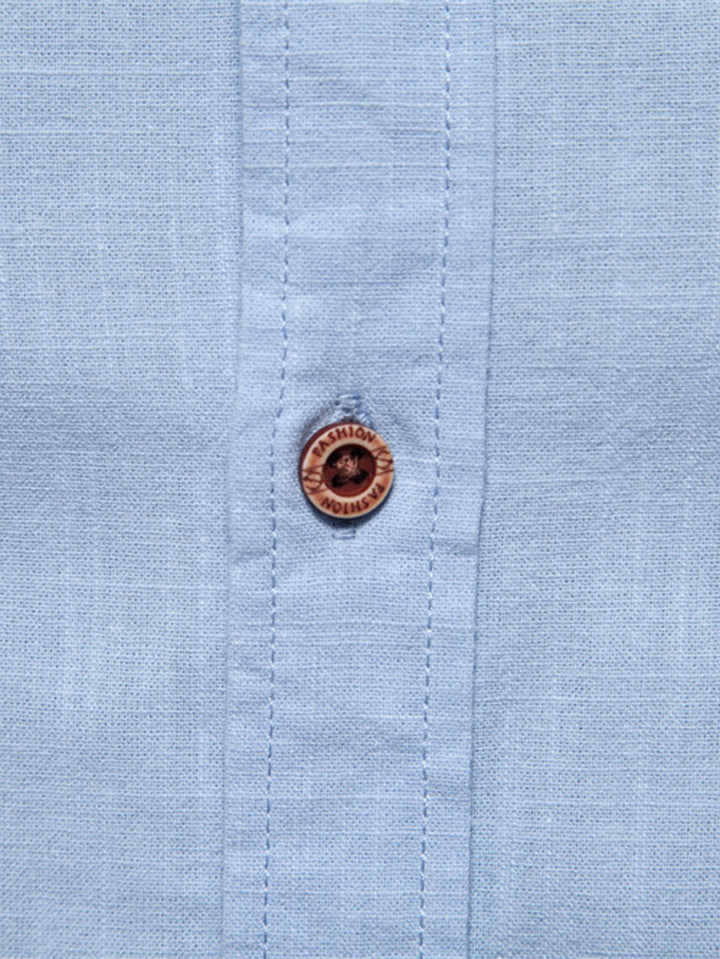 Chemise à manches longues avec col montant en look lin