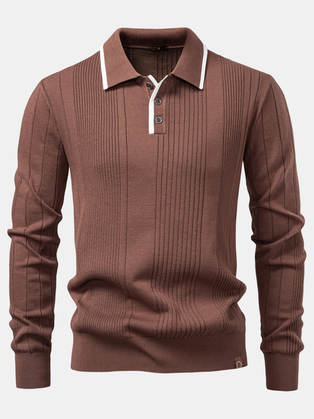 Polo de Manga Larga de Jacquard a Rayas Tejido
