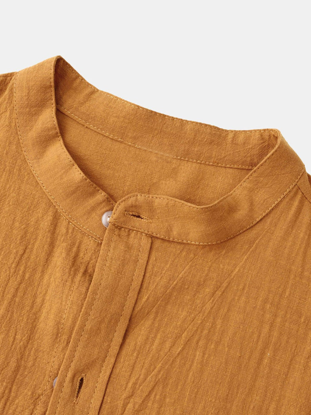 Camisa de Manga Larga con Cuello Alto de Look Lino
