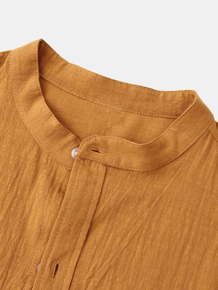 Camisa de Manga Larga con Cuello Alto de Look Lino