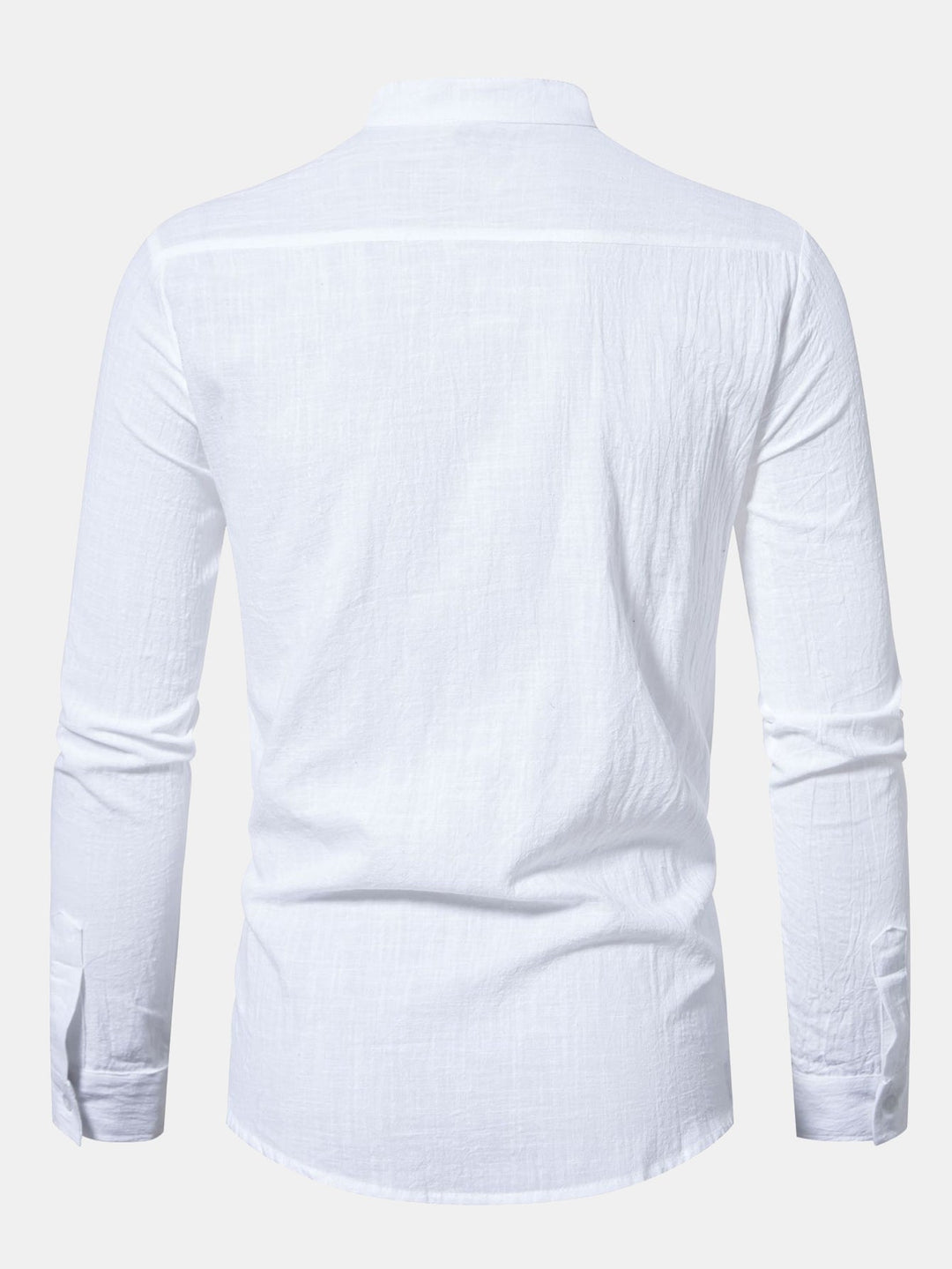 Camisa de Manga Larga con Cuello Alto de Look Lino