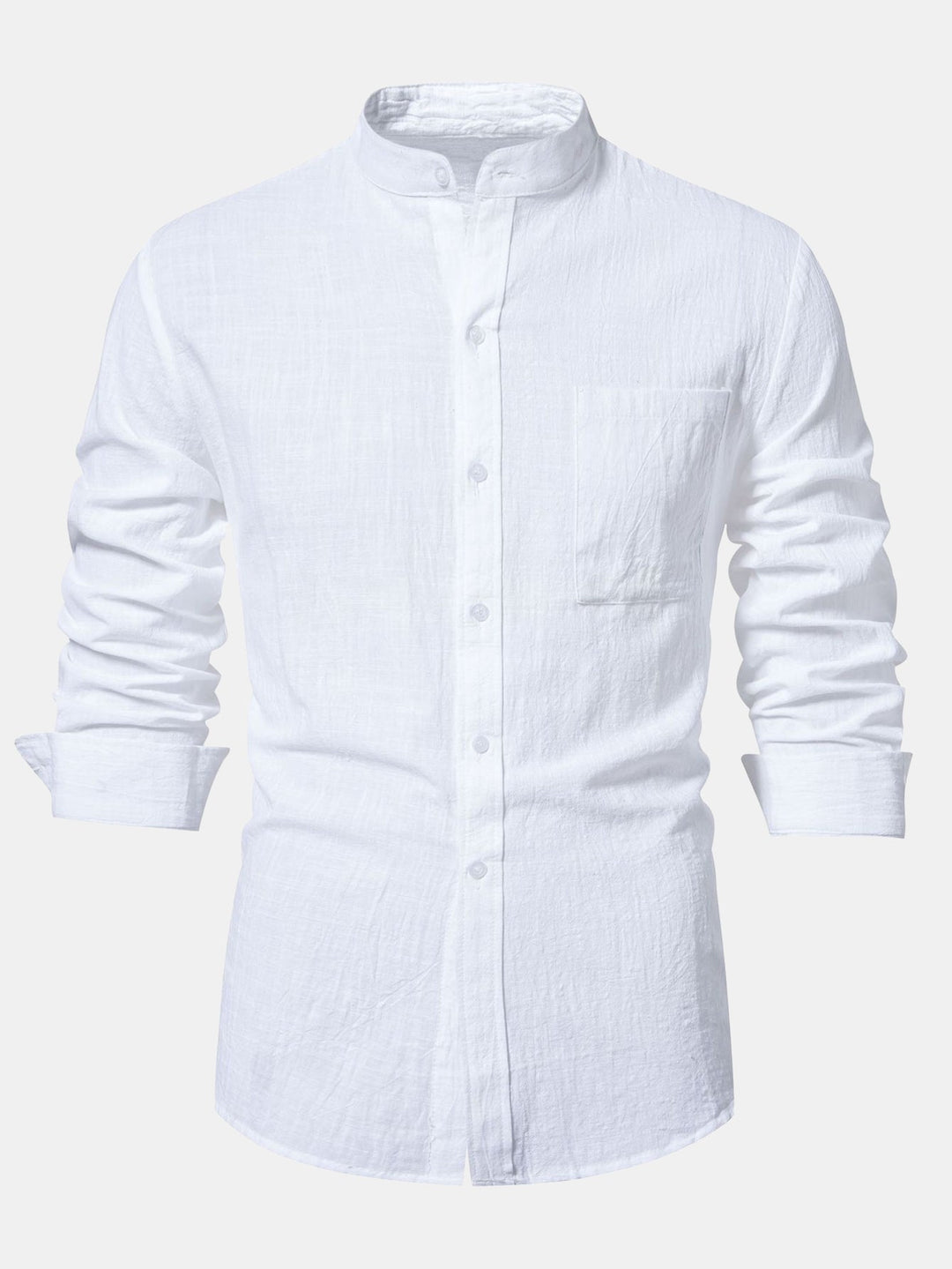Camisa de Manga Larga con Cuello Alto de Look Lino