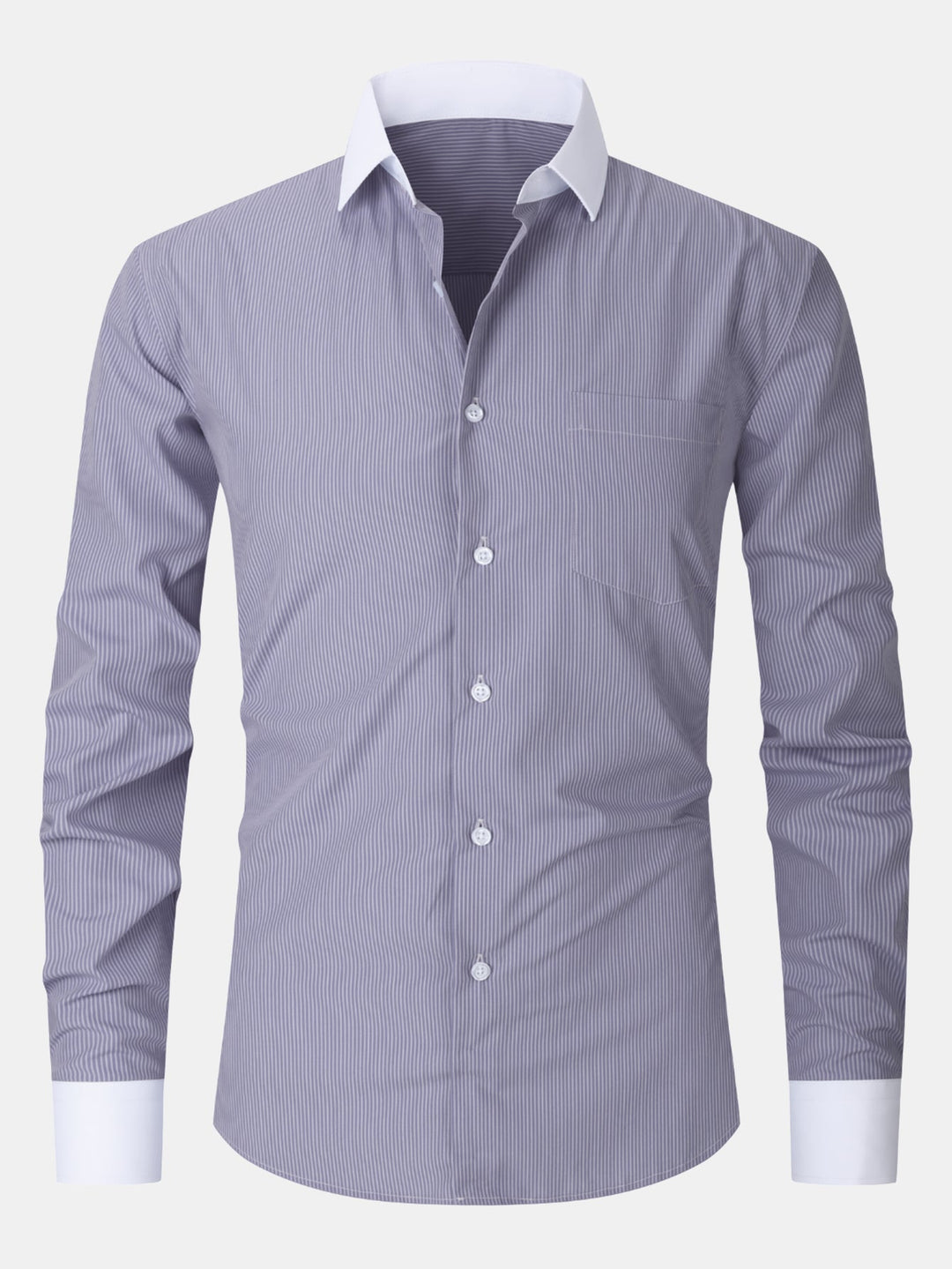 Chemise habillée à rayures avec col contrasté