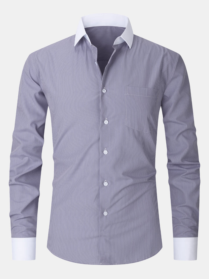 Chemise habillée à rayures avec col contrasté