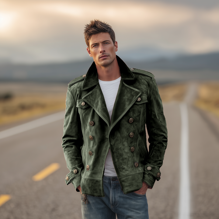 Chaqueta clásica retro de estilo occidental con solapa para hombre