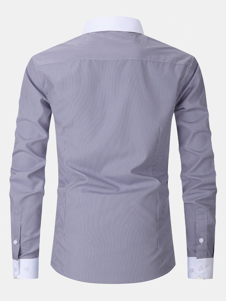 Chemise habillée à rayures avec col contrasté