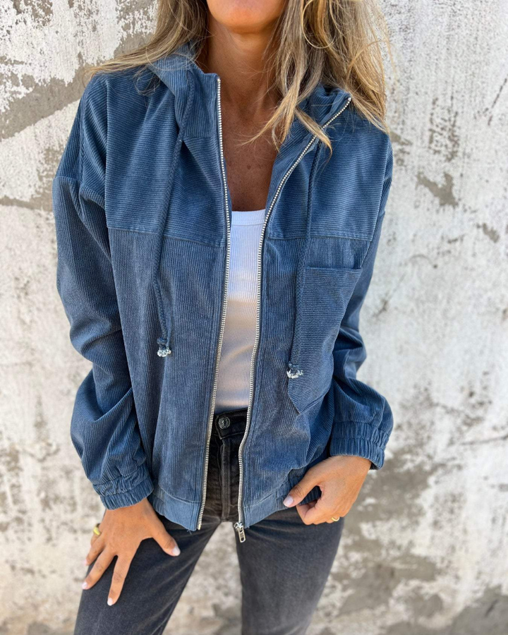 Ella | Chaqueta de Pana con Capucha y Cremallera