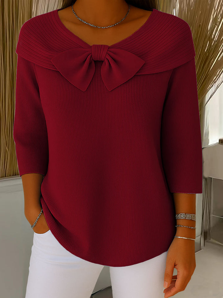 Suéter de Mujer con Cuello Redondo y Color Sólido