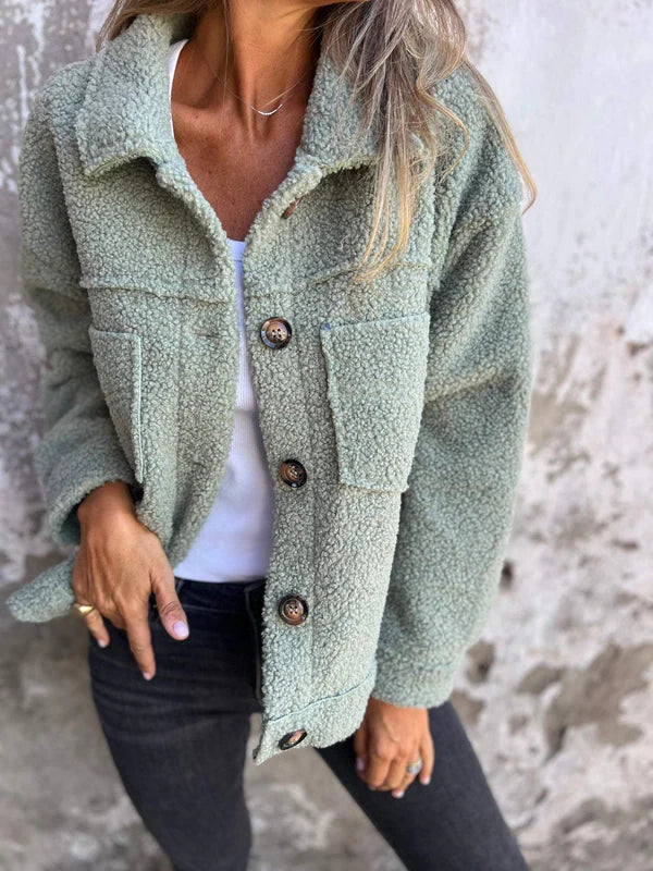 Zoe | Chaqueta de Lana Elegante y Corta con Cuello Envolvente