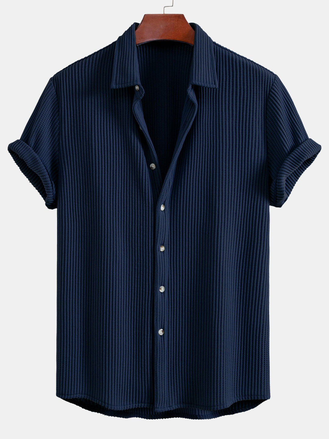 Camisa de Waffle con Botones y Pantalones de Waffle Tejidos con Cordón