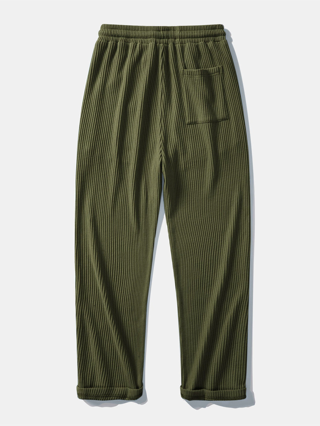 Polo de Manga Larga de Waffle Tejido y Pantalones de Waffle Tejidos con Cordón