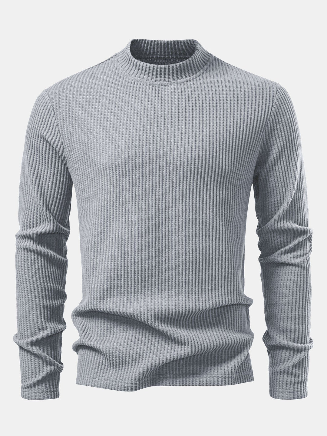 Camiseta de Manga Larga de Waffle con Cuello Alto y Pantalones de Waffle Tejidos con Cordón