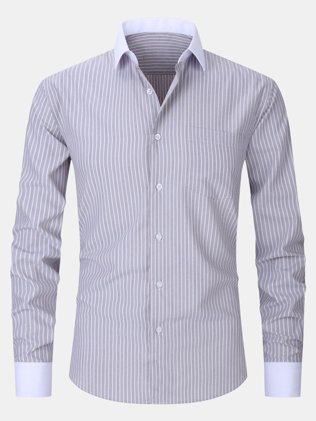Chemise à Rayures avec Col Contrasté